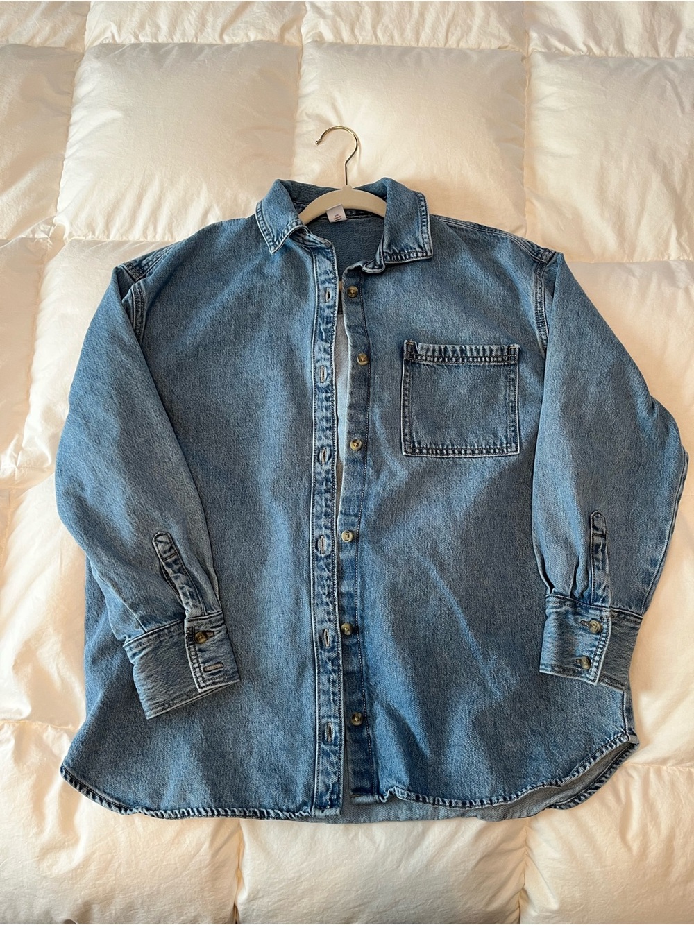 Oversized Boyfriend Button-Down Jean Shirt
